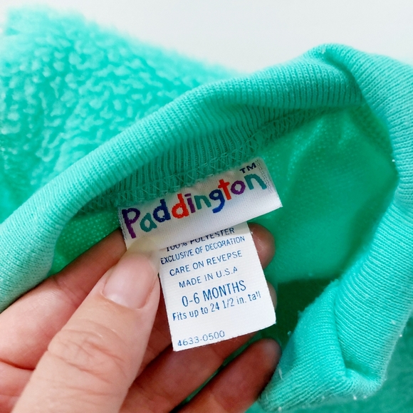 Vintage‎ 80s Paddington Infant Sleeper Sea Foam Green size 0-6 months - Picture 3 of 5